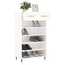 Berkfield Home Shoe Cabinet White 60x35x105 cm Engineered Wood - Size: 60 x 35 x 105 cm - thumbnail 4