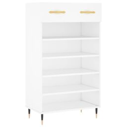 Berkfield Home Shoe Cabinet White 60x35x105 cm Engineered Wood - Size: 60 x 35 x 105 cm - thumbnail 2