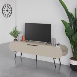 FWStyle 2 Door Capsule TV Stand Entertainment Unit Sandstone in Beige