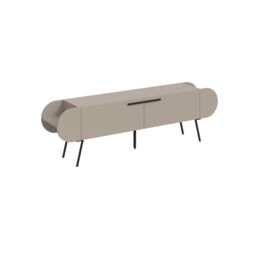 FWStyle 2 Door Capsule TV Stand Entertainment Unit Sandstone in Beige - thumbnail 4