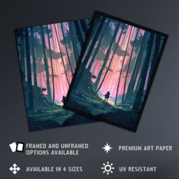 Artery8 Wall Art Print Samurai Master in Bamboo Forest at Dawn Concept Painting Pastel Colour Pink Blue Green Warrior Practicing Martial Arts in - thumbnail 2