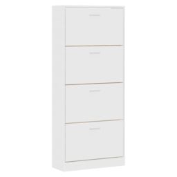 Berkfield Home Shoe Cabinet White 63x24x147 cm Engineered Wood - Size: 63 x 24 x 147 cm - thumbnail 3