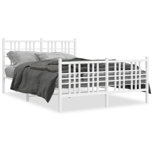 Berkfield Home Metal Bed Frame without Mattress with Footboard White 137x190cm - Size: 137x190 cm - image 1