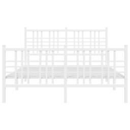 Berkfield Home Metal Bed Frame without Mattress with Footboard White 137x190cm - Size: 137x190 cm - thumbnail 4