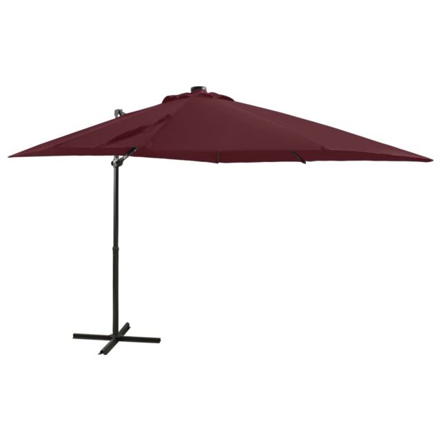 Berkfield Home Cantilever Umbrella with Pole & LED Lights Bordeaux Red 250 cm - image 1