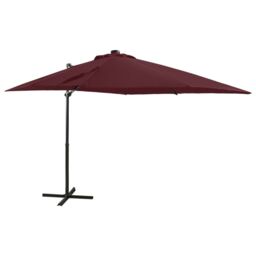 Berkfield Home Cantilever Umbrella with Pole & LED Lights Bordeaux Red 250 cm - thumbnail 1