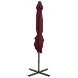 Berkfield Home Cantilever Umbrella with Pole & LED Lights Bordeaux Red 250 cm - thumbnail 6