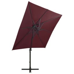 Berkfield Home Cantilever Umbrella with Pole & LED Lights Bordeaux Red 250 cm - thumbnail 4
