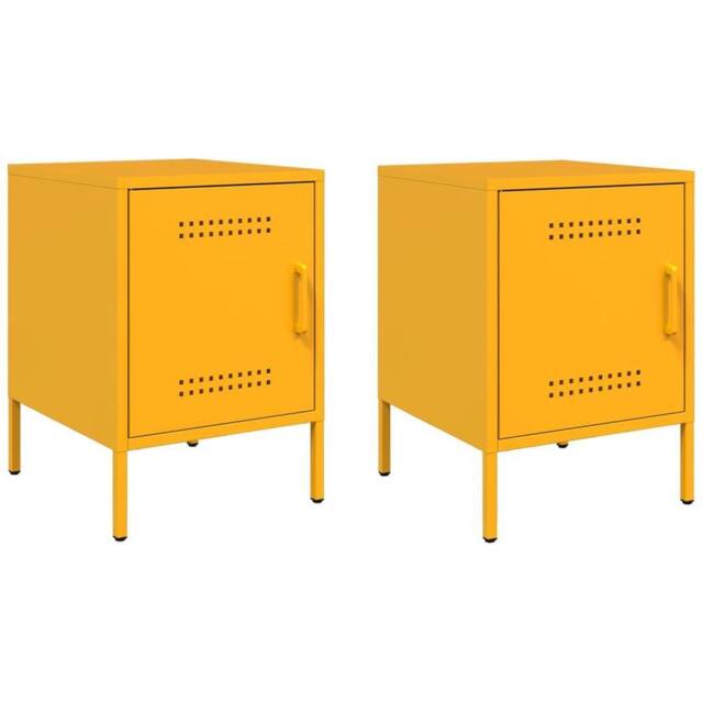 Berkfield Home Bedside Cabinets 2 pcs Mustard Yellow 36x39x50.5 cm Steel - image 1