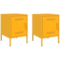 Berkfield Home Bedside Cabinets 2 pcs Mustard Yellow 36x39x50.5 cm Steel - thumbnail 1