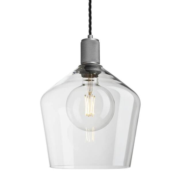 Industville Knurled Glass Schoolhouse Pendant - 10 Inch in Grey - Size: 10 inches - image 1