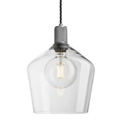 Industville Knurled Glass Schoolhouse Pendant - 10 Inch in Grey - Size: 10 inches - thumbnail 1