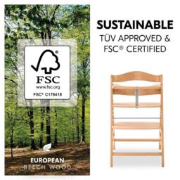 hauck Alpha+ Wooden Highchair - Natural in Light Brown - thumbnail 3