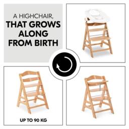 hauck Alpha+ Wooden Highchair - Natural in Light Brown - thumbnail 5