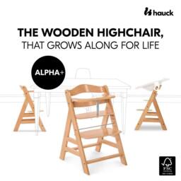 hauck Alpha+ Wooden Highchair - Natural in Light Brown - thumbnail 2