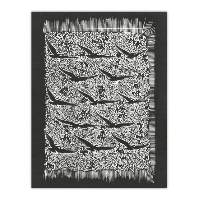 "Artery8 Flock of Birds Plant Motif Vintage Wall Art Print Dijsselhof in Black - Size: W12"" x H16""" - image 1