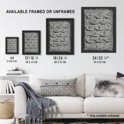 "Artery8 Flock of Birds Plant Motif Vintage Wall Art Print Dijsselhof in Black - Size: W12"" x H16""" - thumbnail 3