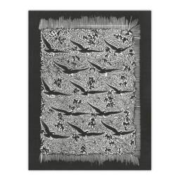 "Artery8 Flock of Birds Plant Motif Vintage Wall Art Print Dijsselhof in Black - Size: W12"" x H16""" - thumbnail 1