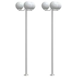 Berkfield Home Outdoor Floor Lamps 3pcs Silver 215 cm Stainless Steel - thumbnail 2