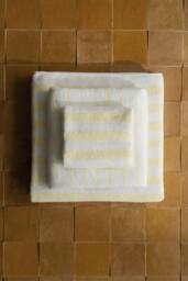 Blomus Set of 2 ARTO Guest Towels with Wide Stripe - White/Transparent Yellow in White - thumbnail 3