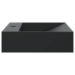 Berkfield Home Sturdy Wash Basin 50x38x11 cm Mineral Cast/Marble Cast Matt Black - Size: 50 x 38 x 11 cm - thumbnail 5