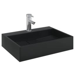 Berkfield Home Sturdy Wash Basin 50x38x11 cm Mineral Cast/Marble Cast Matt Black - Size: 50 x 38 x 11 cm