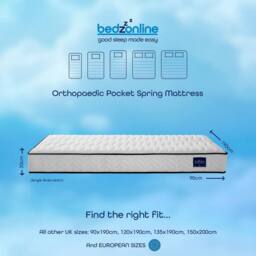 Bedzonline 3FT Hydro Pocket Spring Memory Mattress with Cashmere-Infused Knitted Fabric & Hand-Tufted Finish in White - Size: Single - thumbnail 2
