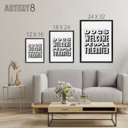 "Artery8 Dogs Welcome People Tolerated Funny Cheeky Black Framed Canvas Art in White - Size: W12"" x H16""" - thumbnail 4