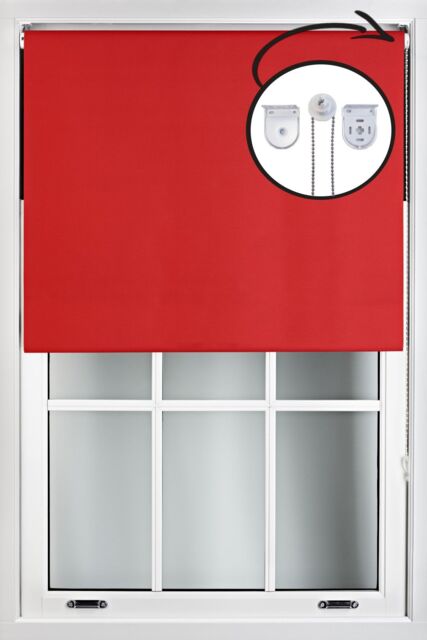 Furnished Red Blackout Roller Blinds with Metal Fittings - Trimmable Window Shade - Size: 55 cm width x 165 cm drop - image 1