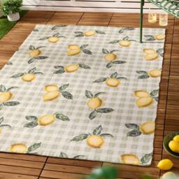 Furn Fruits Lemons Striped Indoor/Outdoor Rug in Green - Size: 120 cm x 170 cm