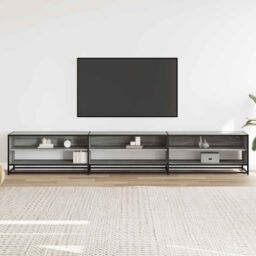 Berkfield Home TV Cabinet Grey Sonoma 270x40x46 cm Engineered Wood - Size: 270 x 40 x 46 cm - thumbnail 3