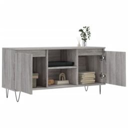Berkfield Home TV Cabinet Grey Sonoma 104x35x50 cm Engineered Wood - Size: 104 x 35 x 50 cm - thumbnail 4