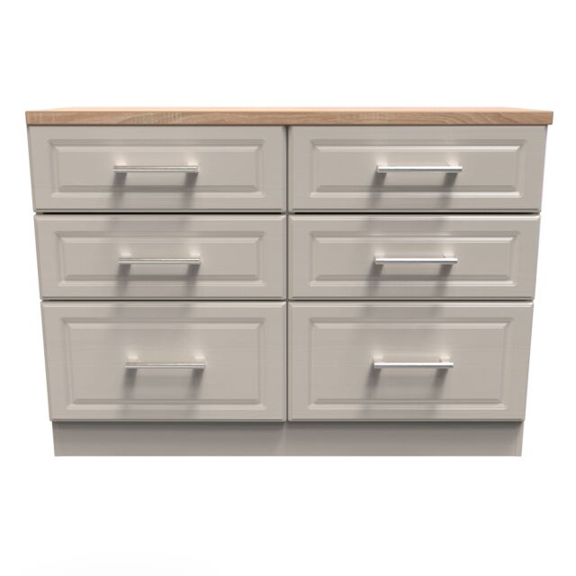 Ready Assembled 2 U Norfolk 6 Drawer Wide Chest (Ready Assembled) in Taupe - Size: Large - image 1