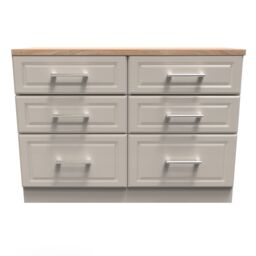 Ready Assembled 2 U Norfolk 6 Drawer Wide Chest (Ready Assembled) in Taupe - Size: Large - thumbnail 1