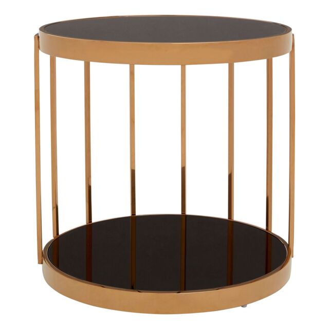 Orsina Modern Design Rose Gold Cage Design Side Table, Luxurious Finish Side Table By Couch, Durable Lounge Table in Black - image 1