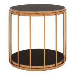 Orsina Modern Design Rose Gold Cage Design Side Table, Luxurious Finish Side Table By Couch, Durable Lounge Table in Black - thumbnail 3