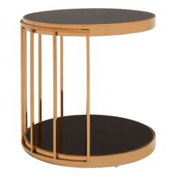 Orsina Modern Design Rose Gold Cage Design Side Table, Luxurious Finish Side Table By Couch, Durable Lounge Table in Black - thumbnail 2