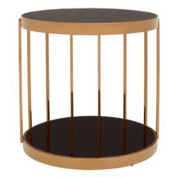Orsina Modern Design Rose Gold Cage Design Side Table, Luxurious Finish Side Table By Couch, Durable Lounge Table in Black