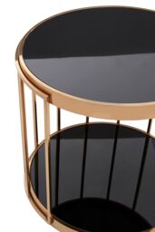 Orsina Modern Design Rose Gold Cage Design Side Table, Luxurious Finish Side Table By Couch, Durable Lounge Table in Black - thumbnail 4