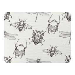 Benjamin Tate Design Sketch Of Scarab Beetle May Bug Bee & Dragonfly Blanket in Natural - Size: 120 cm x 150 cm - thumbnail 1