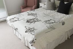 Benjamin Tate Design Sketch Of Scarab Beetle May Bug Bee & Dragonfly Blanket in Natural - Size: 120 cm x 150 cm - thumbnail 3