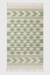 Homescapes Turin Green & Natural Kilim Cotton Rug - Size: 160 cm x 230 cm - thumbnail 2