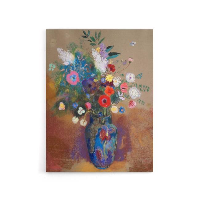 "Artery8 Bouquet of Flowers in a Vase Redon Vintage Canvas Wall Art - Size: W18"" x H24""" - image 1