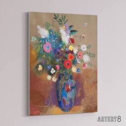 "Artery8 Bouquet of Flowers in a Vase Redon Vintage Canvas Wall Art - Size: W18"" x H24""" - thumbnail 2