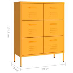 Berkfield Home Drawer Cabinet Mustard Yellow 80x35x101.5 cm Steel - thumbnail 9