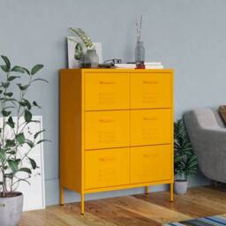 Berkfield Home Drawer Cabinet Mustard Yellow 80x35x101.5 cm Steel - thumbnail 2