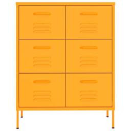 Berkfield Home Drawer Cabinet Mustard Yellow 80x35x101.5 cm Steel - thumbnail 3