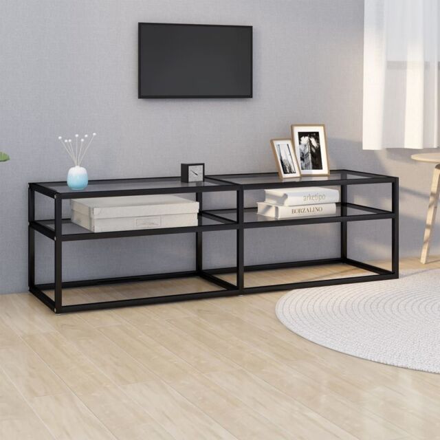 Berkfield Home TV Cabinet Transparent 140x40x40.5 cm Tempered Glass in Clear - image 1