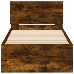 Berkfield Home Bed Frame without Mattress with Headboard Smoked Oak 75x190 cm Small Single in Brown - thumbnail 5