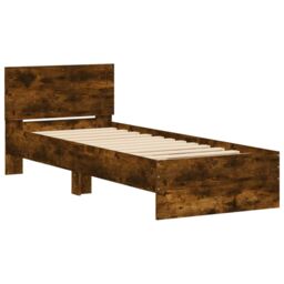 Berkfield Home Bed Frame without Mattress with Headboard Smoked Oak 75x190 cm Small Single in Brown - thumbnail 3